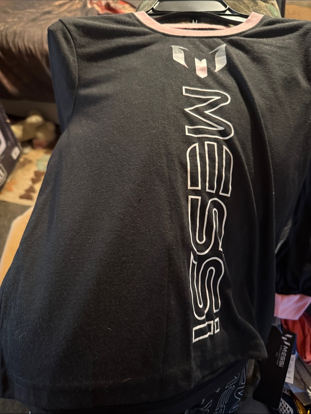 Kids Black and Pink Pajama set Messi Graphic